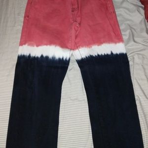 Red white black jeans